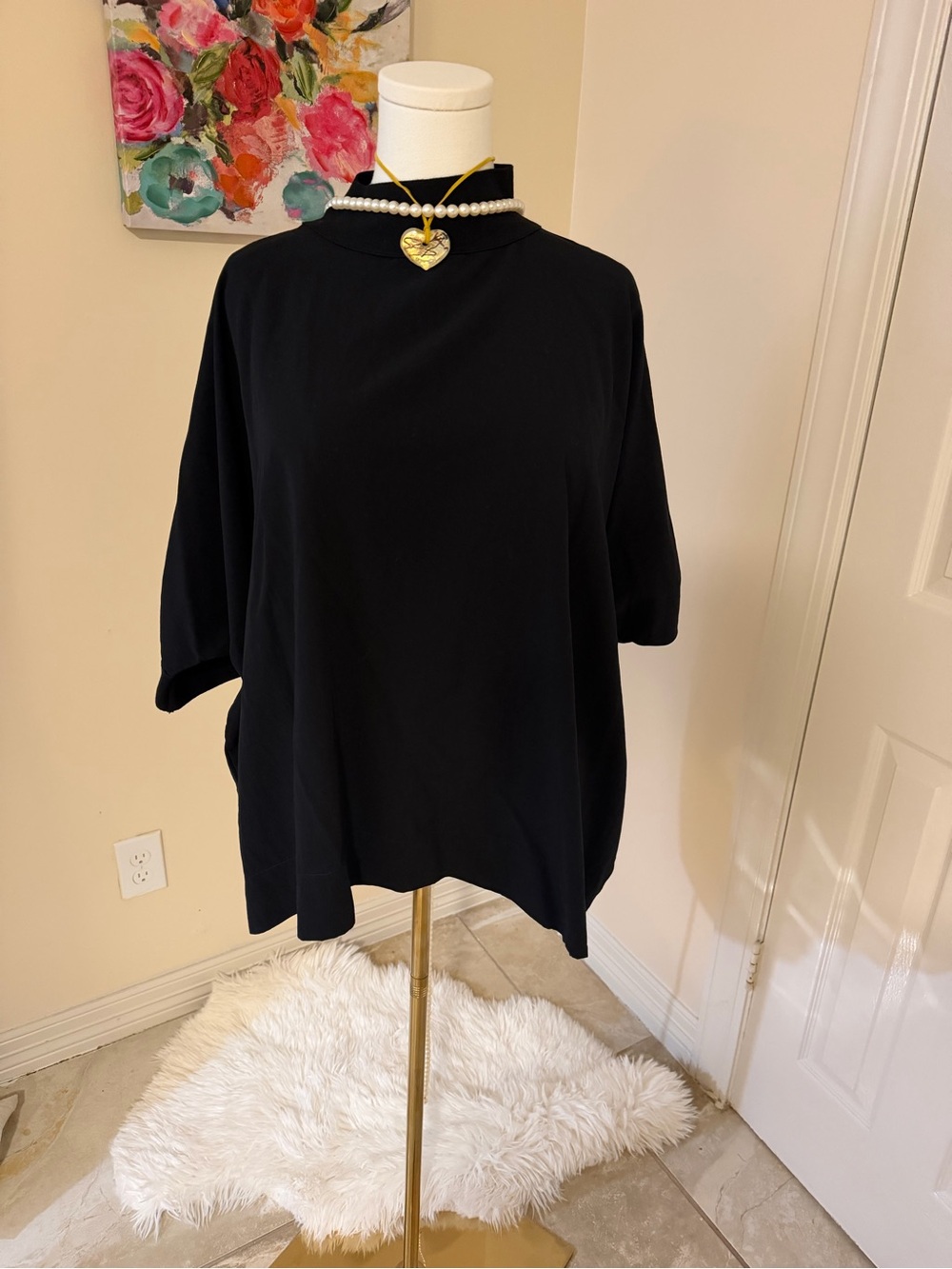 Banana Republic Black Short-Sleeve Mock Neck Tee